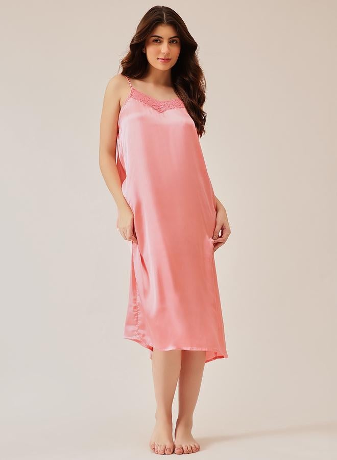 Clovia Pack of 2 - Floral Satin Robe and Slip Dress - Image 5